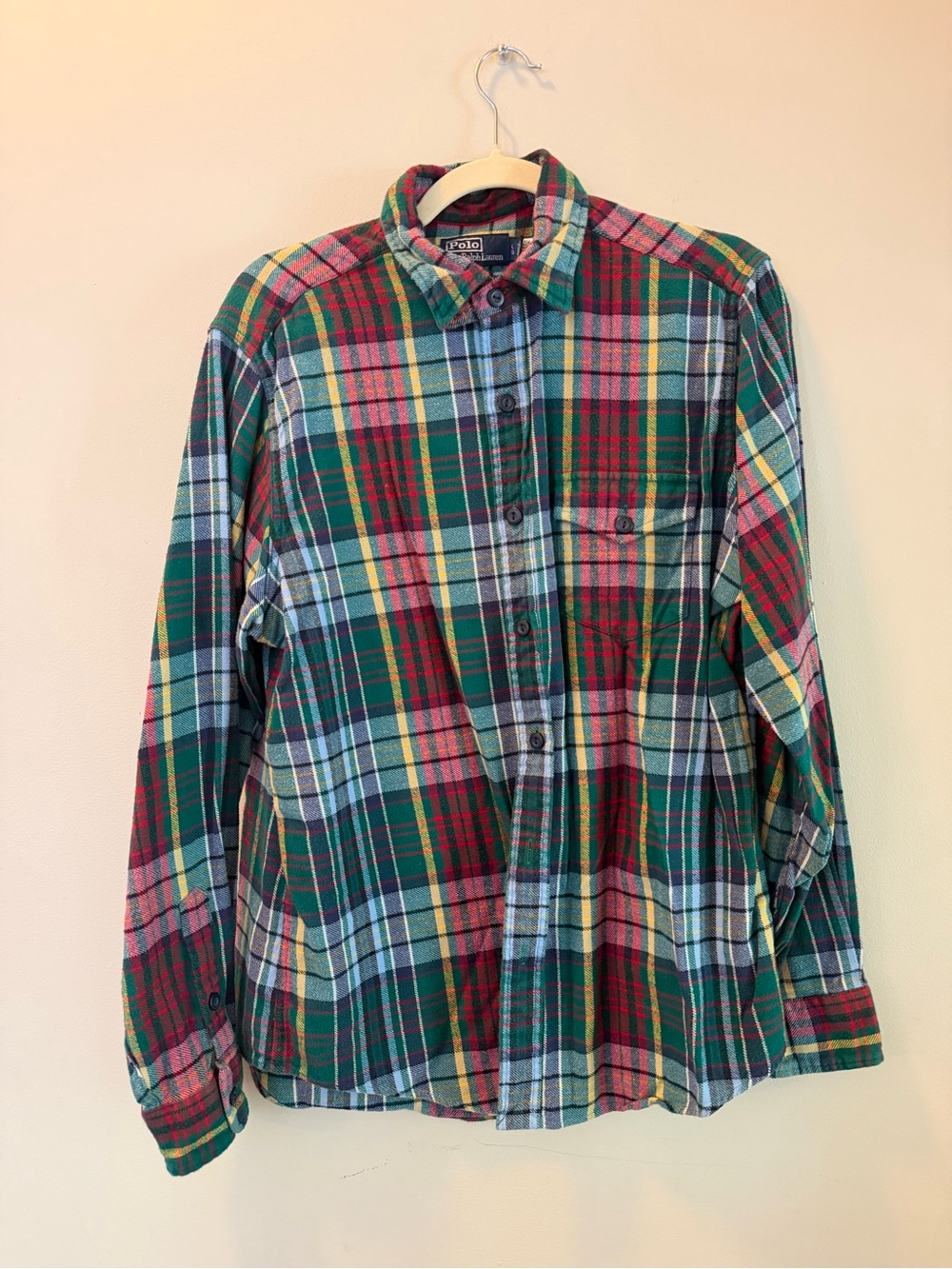 Ralph Lauren Green, Red and Yellow Plaid Button-Down Shirt